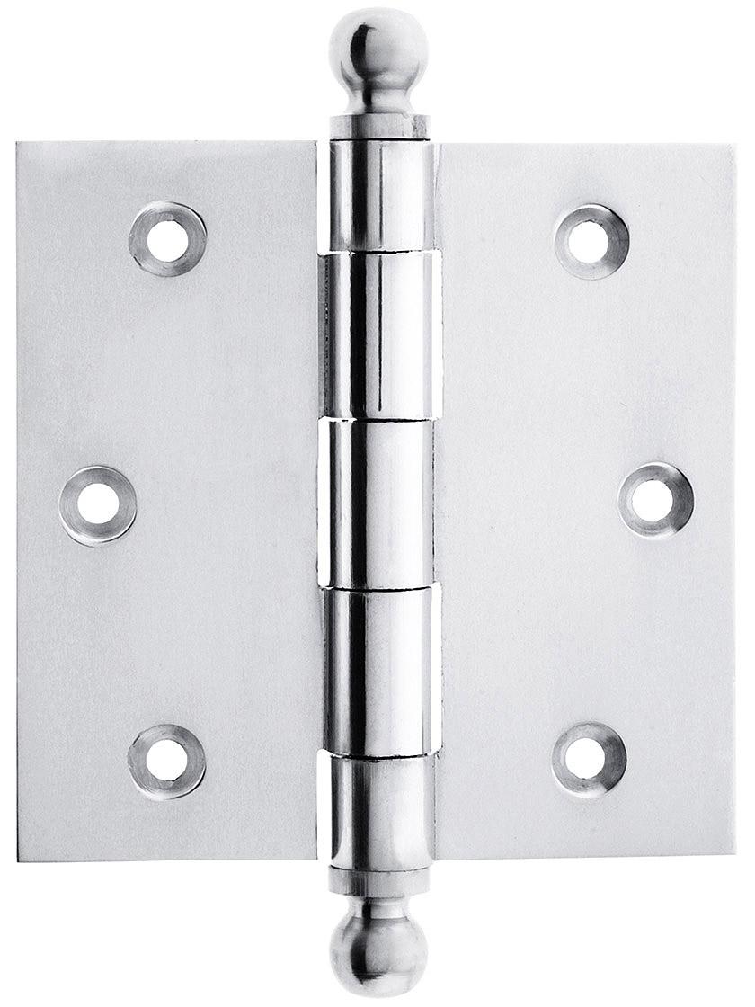 3 1/2-Inch Solid Brass Door Hinge With Ball Finials